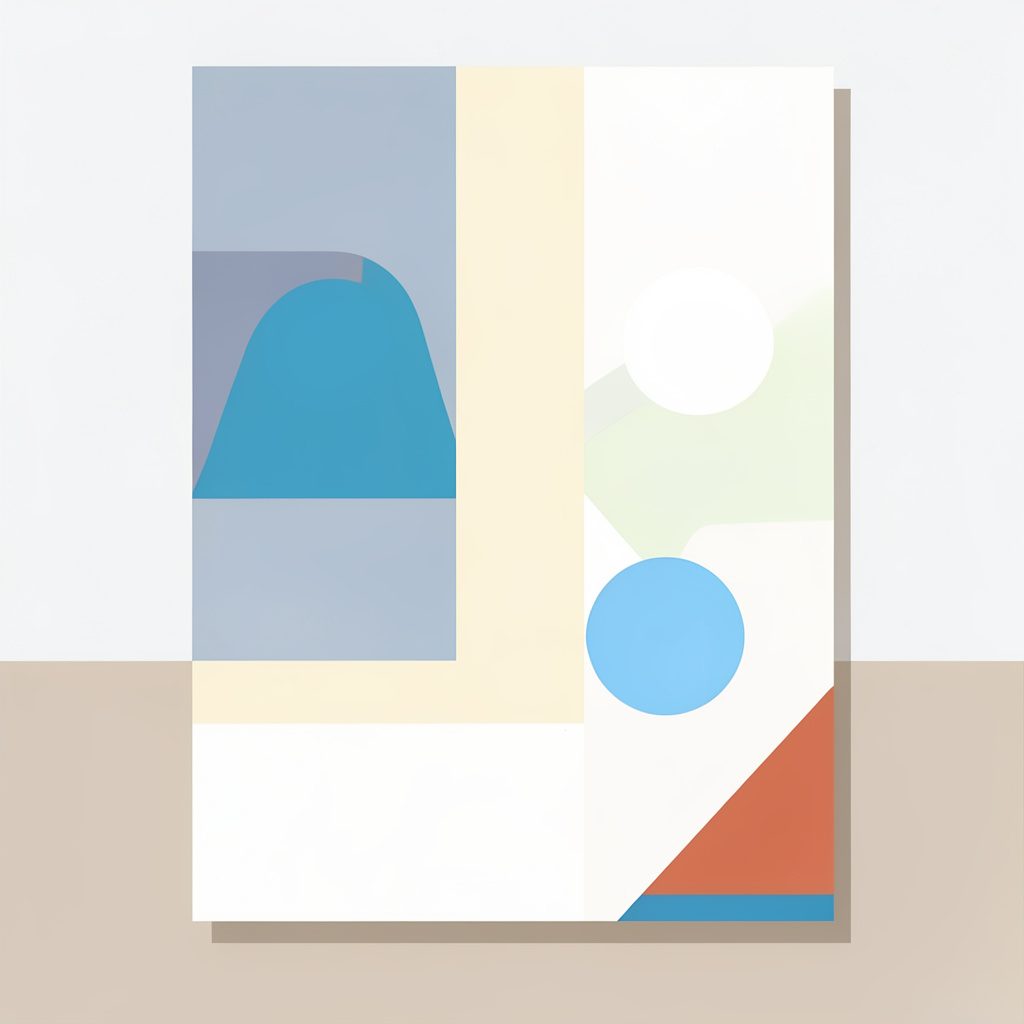 Flat illustration in muted navy and steel blue of an open brochure with stacked document pages and abstract shield silhouettes, suggesting a security reference library